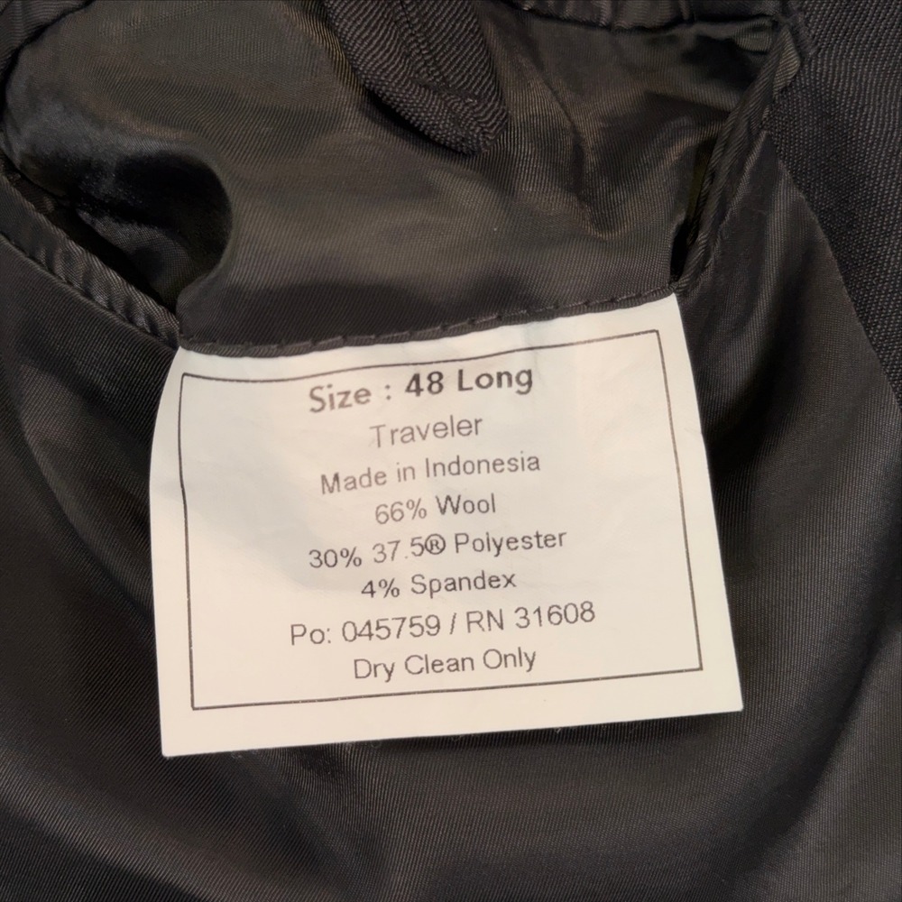 Jos. A. Bank Traveler Blazer Charcoal Gray Wool Blend Tailored Fit 48 Long NWOT - Picture 7 of 12